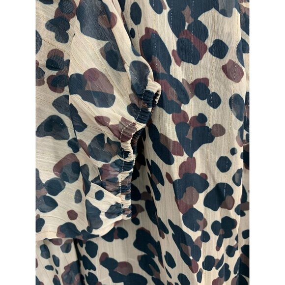 NYDJ Not Your Daughter Blouse Plus 2X Wildcat Metallic Peasant Chiffon Women New - Picture 5 of 14